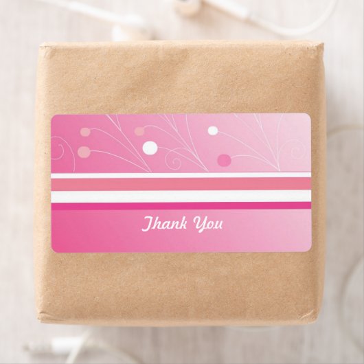モダンPink Thank You Label ラベル (インサイチュ)
