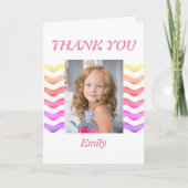 モダンPink Wavesガーリー誕生日写真ありがとう カード (正面)