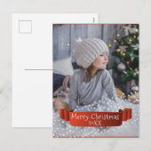 モダンPlayer Merry Christmas Photo Ribbon シーズンポストカード (正面/裏面)