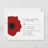 モダンPoppy Wedding RSVP/Response Cards (Red) 出欠カード (正面)