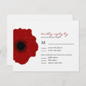 モダンPoppy Wedding RSVP/Response Cards (Red) 出欠カード (正面/裏面)