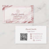モダンQRコーカスタムドグラフィックデザイナーバラ金ゴールド 名刺 (正面/裏面)
