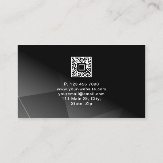 モダンQRコーカスタムドコンサルタントブラックシンプル 名刺 (裏面)
