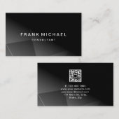 モダンQRコーカスタムドコンサルタントブラックシンプル 名刺 (正面/裏面)