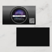 モダンQRコーストライプド写真名刺 名刺 (正面/裏面)