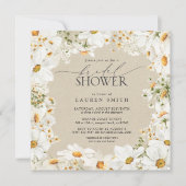 モダンQRコードエレガントデイジー素朴ブライダルシャワー 招待状 (正面)