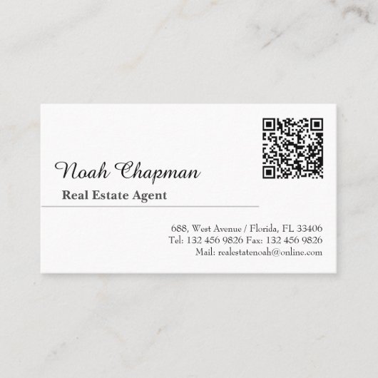 モダンQRコードエレガント実在不動産業者 名刺 (正面)
