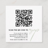 モダンQRコードカリグラフィー出欠確認写真結婚式 エンクロージャーカード (正面)