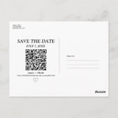 モダンQRコードスキャン式結婚式日程事前通知カード ポストカード (裏面)