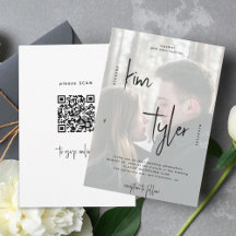 モダンQRコードスクリプト名の写真の結婚式