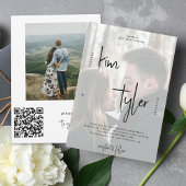 モダンQRコードスクリプト名2枚の写真の結婚式 招待状