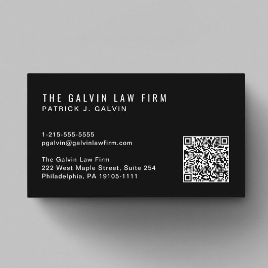 モダンQRコード会社の従業員 ブラック 名刺
