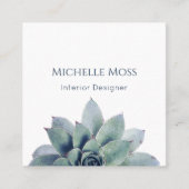 モダンQRコード植物緑 スクエア名刺 (正面)