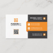 モダンQRコード-オレンジ 名刺 (正面)