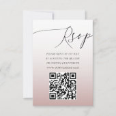 モダンQRコード ローズゴールド シンプルRSVP ウェディング 出欠カード (正面)