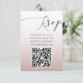 モダンQRコード ローズゴールド シンプルRSVP ウェディング 出欠カード (スタンド正面)