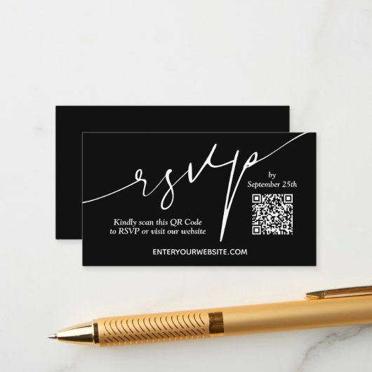 モダンQRコー結婚ド エンクロージャーカード (正面/裏面インサイチュ)