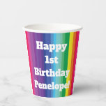 モダンRainbowカラフル 1th Birthday Kids 紙コップ<br><div class="desc">可愛カラフルいモダン、この虹の第1の誕生日パーティーコレクションは、あなたの小さな誕生日パーティーに最適！</div>