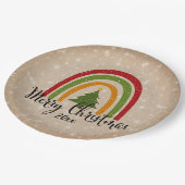 モダンRainbow Christmas Tree 20xx Add Year 9" ペーパープレート (アングル)