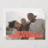 モダンREDメリータイポグラフィレトロ写真チストマ シーズンカード (正面)