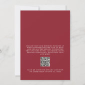 モダンRed Minimalist Monogramの結婚QRコード 招待状 (裏面)