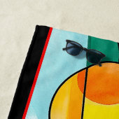 モダンReds、Yellows、Bluesの幾何学的抽象芸術 ビーチタオル (インサイチュ)