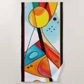 モダンReds、Yellows、Bluesの幾何学的抽象芸術 ビーチタオル (正面)