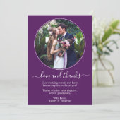 モダンRound Photo Frame Purple 結婚's サンキューカード (スタンド正面)