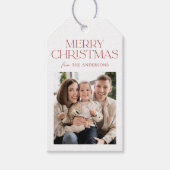 モダンRust Merry Christmas Photo ギフトタグ (正面)