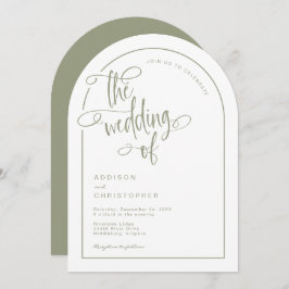 モダンSage手書き書き結婚文字 招待状