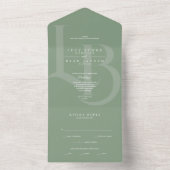 モダンSage All-in-One Wedding Invite | イニシャル オールインワン招待状 (内側)