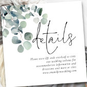 モダンSage Eucalyptus QRコードの結婚詳細 エンクロージャーカード