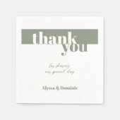 モダンSage Greenありがとうござ結婚う スタンダードカクテルナプキン (正面)