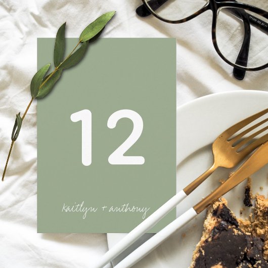 モダンSage Greenのスクリプミニマルト 招待状