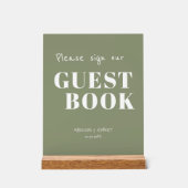 モダンSage Greenの結婚サインOur Guest Book アクリルサイン (正面)