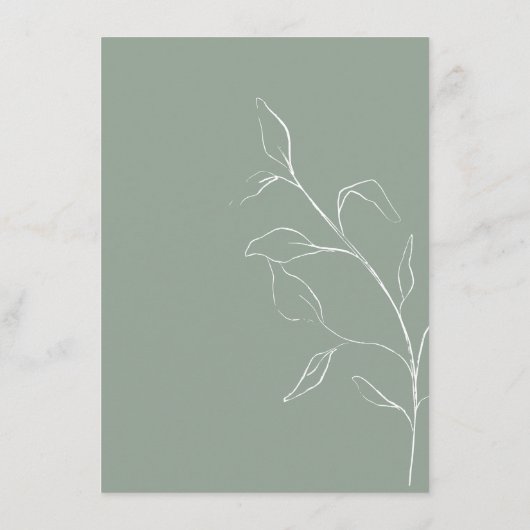 モダンSage Greenスクリプトの結婚詳細エンクロージャ エンクロージャーカード (裏面)