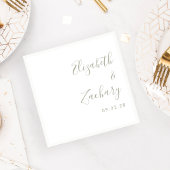 モダンSage Greenスクリプ結婚ト スタンダードカクテルナプキン