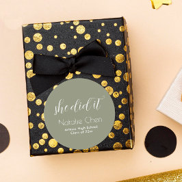 モダンSage Greenフォントエレガント卒業 ラウンドシール