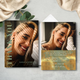 モダンSage Green写真卒業 サンキューカード