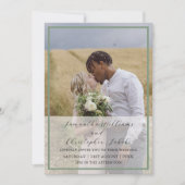 モダンSage Green写真&書道結婚ズ 招待状 (正面)