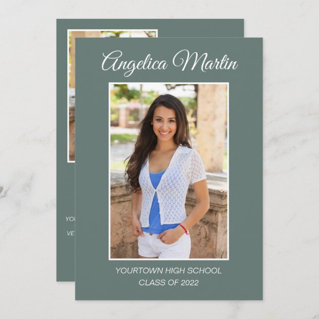 モダンSage Green卒業3フォトクラス2022 (正面/裏面)