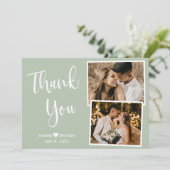 モダンSage Green結婚's Thank You Collage Card サンキューカード (スタンド正面)