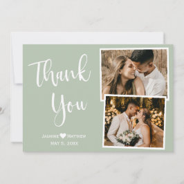 モダンSage Green結婚's Thank You Collage Card サンキューカード