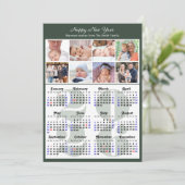 モダンSage Green 2025カレンダーファミリー8写真 シーズンカード (スタンド正面)