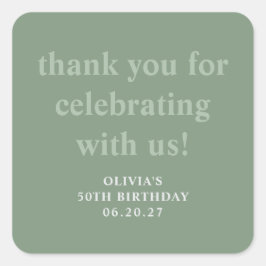 モダンSage Green 50th誕生日 スクエアシール