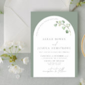 モダンSage Green Arch Botanical Script結婚 S In 招待状