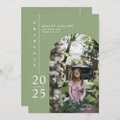 モダンSage Green Arch Photo Gradation Party 招待状 (正面/裏面)