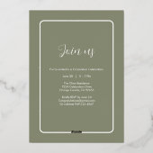 モダンSage Green Arch Photo Gradation Party 箔招待状 (裏面)