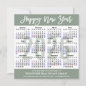 モダンSage Green Business 2025カレンダーシンプル シーズンカード (正面)