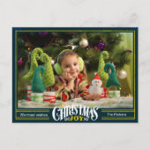 モダンSage Green Christmas JOYミニマリスト シーズンポストカード (正面)